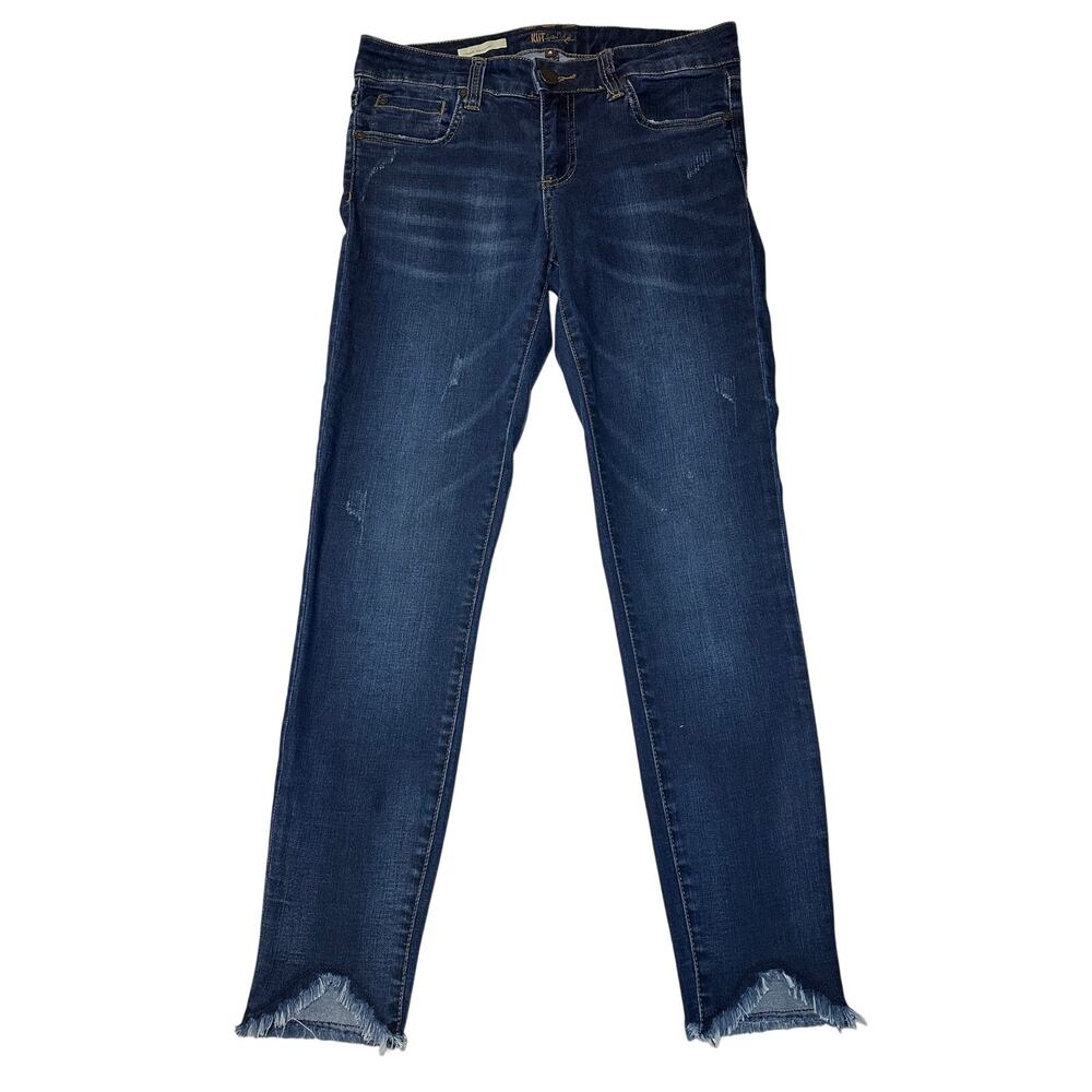 Kut from the Kloth Connie Ankle Skinny Jeans Womens Size 4 Blue Denim Distressed
